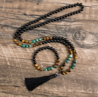 Mala - 108 kralen onyx tijgeroog